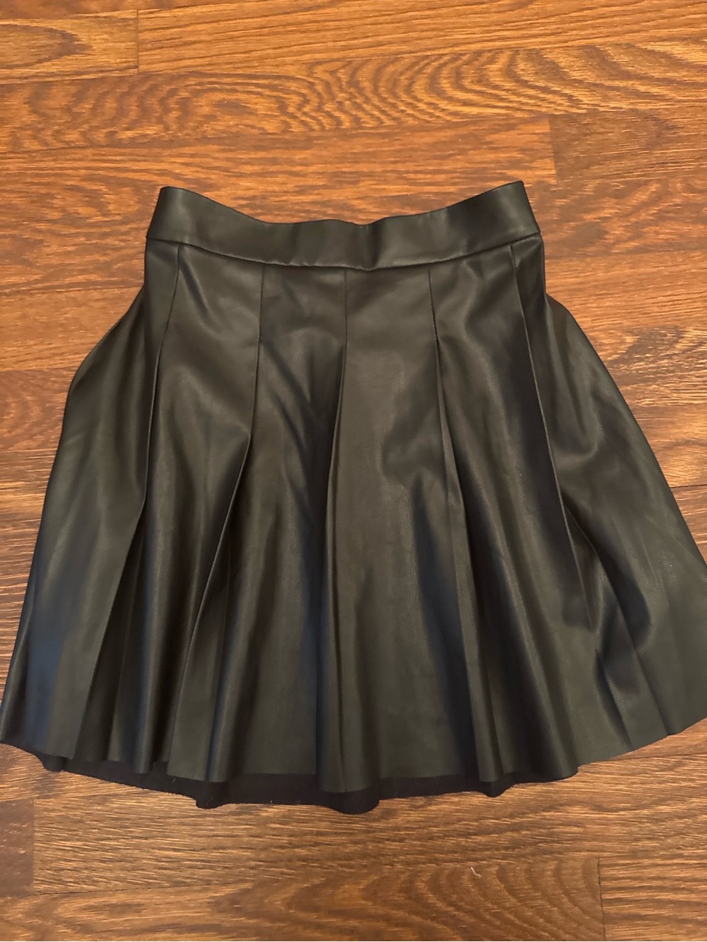 Crewcuts Black Faux Leather Pleated Skater Skirt Size L